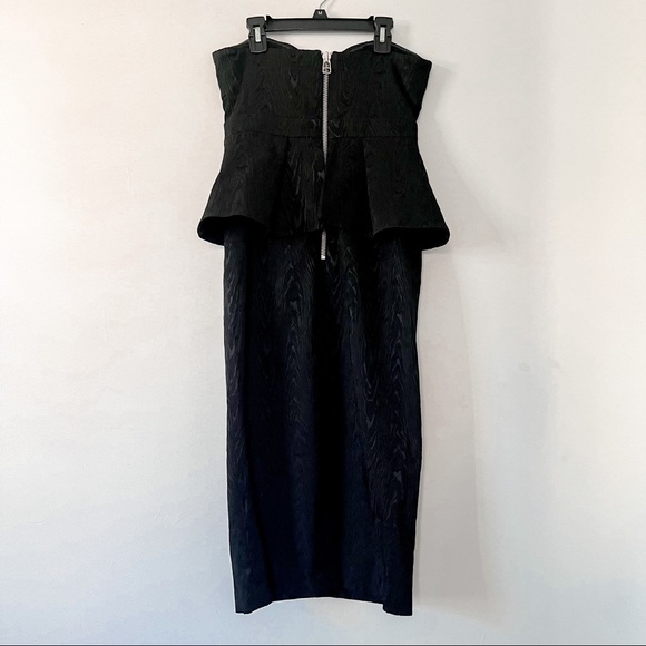 NWT Veronica Beard Allyson Black Strapless Jacquard Peplum Midi Dress Size 2 - Picture 7 of 13